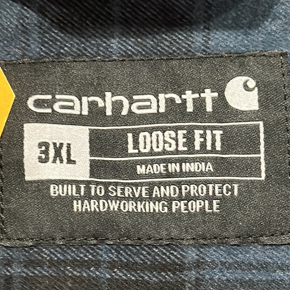 3XL Carhartt Men's 105439 Loose Fit Heavyweight Flannel Plaid Shirt Night Blue - Picture 6 of 6